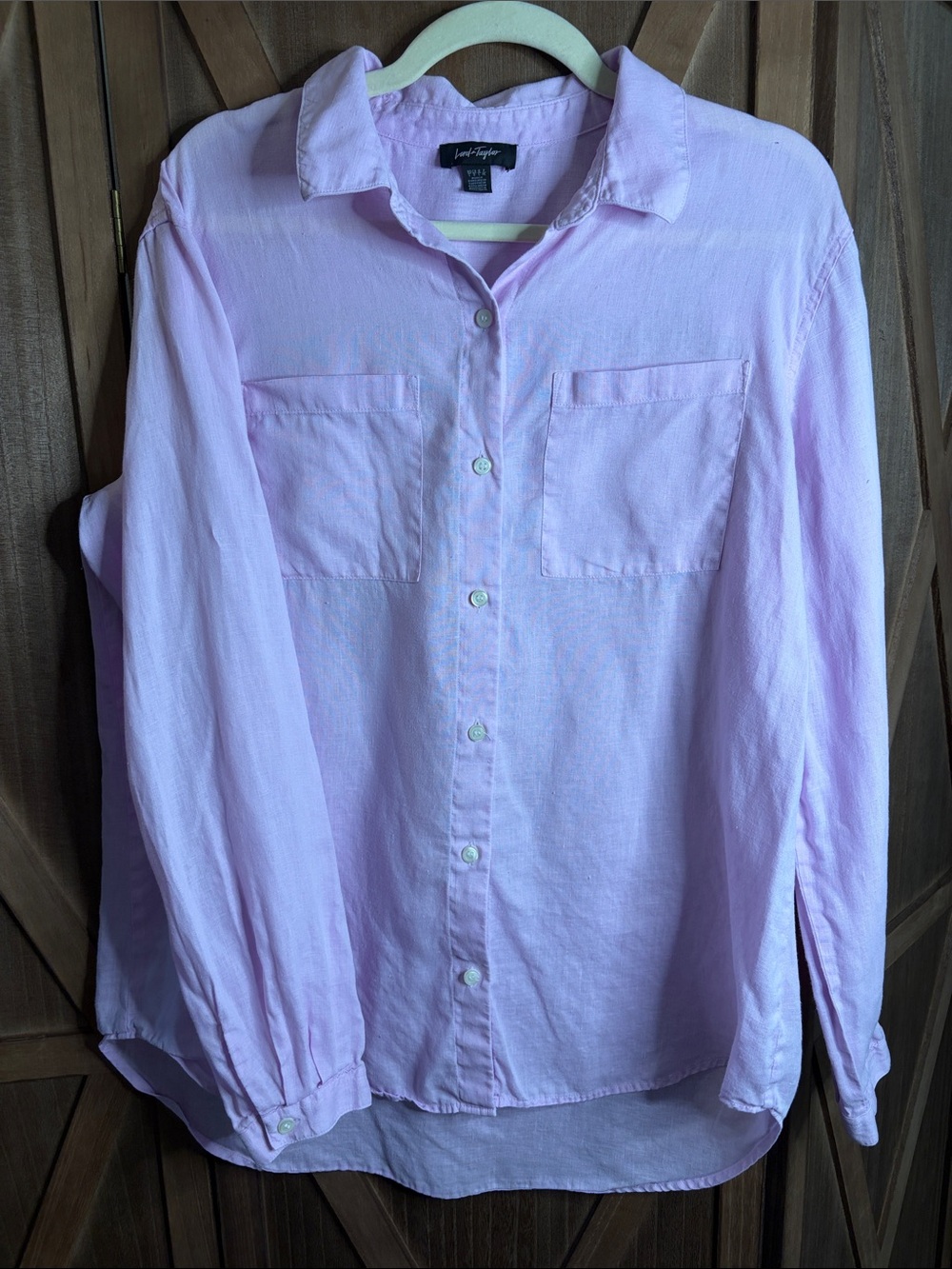 LORD & TAYLOR Lavender Long Sleeve Button Down Shirt Top SIZE LARGE